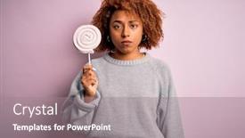  Presentation with sweet candy - Cool new PPT theme with young-beautiful-african-american-afro backdrop and a gray colored foreground