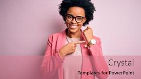  Presentation with curly hair - Colorful slides enhanced with young-beautiful-african-american-afro backdrop and a coral colored foreground