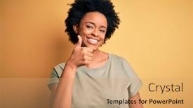  Presentation with curly hair - Slides consisting of young-beautiful-african-american-afro background and a coral colored foreground