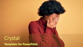  Presentation with woman crying - Beautiful presentation featuring young-beautiful-african-american-afro backdrop and a tawny brown colored foreground