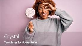  Presentation with sweet candy - Audience pleasing slide deck consisting of young-beautiful-african-american-afro backdrop and a gray colored foreground