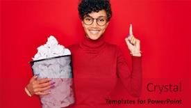  Presentation with african american woman question - Presentation theme featuring young-beautiful-african-american-afro background and a crimson colored foreground