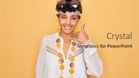  Presentation with hippie - Presentation enhanced with young-beautiful-african-american-afro background and a yellow colored foreground