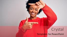  Presentation with curly hair - Slide set with young-beautiful-african-american-afro background and a red colored foreground