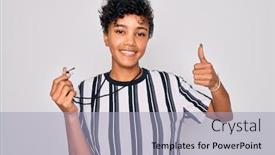  Presentation with referee - Slide set having young-beautiful-african-american-afro background and a light blue colored foreground