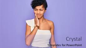  Presentation with african american dental - Slide set with young-beautiful-african-american-afro background and a light blue colored foreground