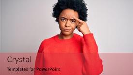  Presentation with acne woman - Cool new presentation theme with young-beautiful-african-american-afro backdrop and a red colored foreground