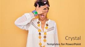  Presentation with afro - Presentation with young-beautiful-african-american-afro background and a coral colored foreground