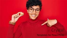  Presentation with chocolate dessert - Amazing PPT theme having young-beautiful-african-american-afro backdrop and a crimson colored foreground