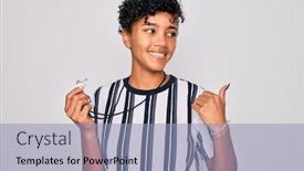  Presentation with afro - Theme having young-beautiful-african-american-afro background and a light blue colored foreground