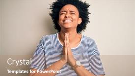  Presentation with praying hands - Beautiful slide deck featuring young-beautiful-african-american-afro backdrop and a coral colored foreground