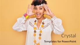  Presentation with hippie - PPT layouts enhanced with young-beautiful-african-american-afro background and a lemonade colored foreground