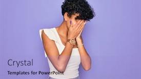  Presentation with woman sad - Cool new PPT layouts with young-beautiful-african-american-afro backdrop and a  colored foreground