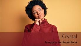  Presentation with african american woman question - Slides with young-beautiful-african-american-afro background and a tawny brown colored foreground