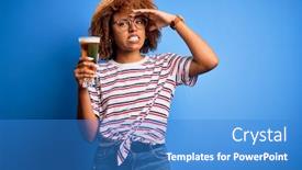  Presentation with drinking glass - Theme with young-beautiful-african-american-afro background and a teal colored foreground