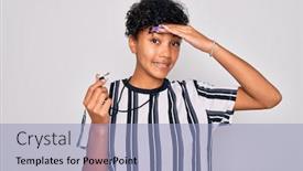  Presentation with referee - PPT theme with young-beautiful-african-american-afro background and a light blue colored foreground