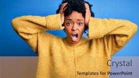  Presentation with woman hands open - Colorful slides enhanced with young-beautiful-african-american-afro backdrop and a yellow colored foreground