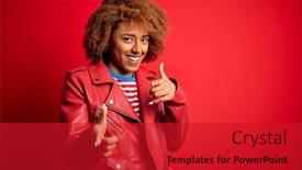  Presentation with american energy - Beautiful slide deck featuring young-beautiful-african-american-afro backdrop and a crimson colored foreground