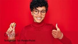  Presentation with chocolate dessert - Slides enhanced with young-beautiful-african-american-afro background and a crimson colored foreground