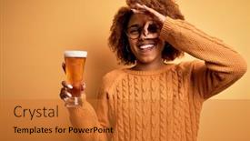  Presentation with eye glass - PPT theme consisting of young-beautiful-african-american-afro background and a gold colored foreground