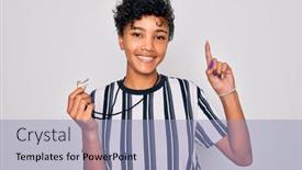  Presentation with referee - Slide set with young-beautiful-african-american-afro background and a light blue colored foreground