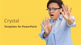  Presentation with african american business - Slide deck having young beautiful african american business woman over isolated background afraid and terrified with fear expression stop gesture with hands shouting in shock panic concept background and a yellow colored foreground