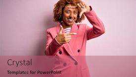  Presentation with frame pink - Presentation design consisting of young-beautiful-african-american-businesswoman background and a coral colored foreground