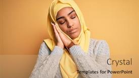  Presentation with hijab - PPT theme enhanced with young-beautiful-african-american-girl background and a coral colored foreground