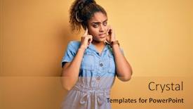  Presentation with yellow music - PPT theme enhanced with young-beautiful-african-american-girl background and a yellow colored foreground