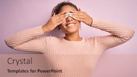  Presentation with african american girl power business - PPT layouts having young-beautiful-african-american-girl background and a coral colored foreground