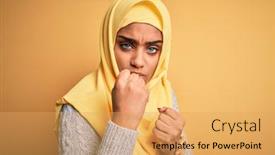  Presentation with fight - Presentation theme consisting of young-beautiful-african-american-girl background and a yellow colored foreground