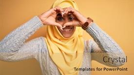  Presentation with american heart - Slide set enhanced with young-beautiful-african-american-girl background and a yellow colored foreground