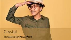  Presentation with explorer - Amazing theme having young-beautiful-african-american-tourist backdrop and a gold colored foreground