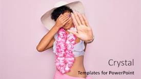  Presentation with hawaiian flowers - Beautiful presentation featuring young-beautiful-african-american-tourist backdrop and a lemonade colored foreground