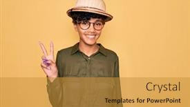  Presentation with explorer - Amazing slide deck having young-beautiful-african-american-tourist backdrop and a gold colored foreground