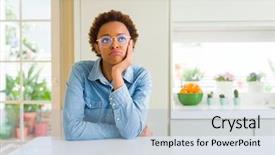  Presentation with african american families - Presentation design consisting of young beautiful african american woman background and a  colored foreground