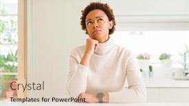  Presentation with african american woman question - Slide set having young-beautiful-african-american-woman background and a lemonade colored foreground