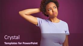  Presentation with african american woman question - Beautiful PPT layouts featuring young-beautiful-african-american-woman backdrop and a wine colored foreground