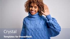  Presentation with saying - Presentation theme with young-beautiful-african-american-woman background and a ocean colored foreground