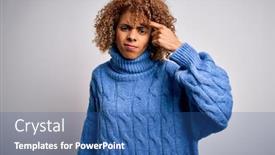  Presentation with acne woman - Presentation theme having young-beautiful-african-american-woman background and a ocean colored foreground