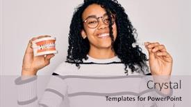  Presentation with denture - Amazing slide set having young-beautiful-african-american-woman backdrop and a light gray colored foreground