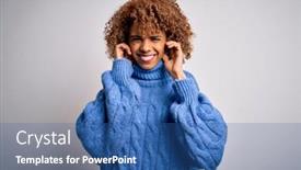  Presentation with noise - Colorful PPT theme enhanced with young-beautiful-african-american-woman backdrop and a ocean colored foreground