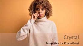  Presentation with lips mouth - Beautiful PPT theme featuring young-beautiful-african-american-woman backdrop and a coral colored foreground