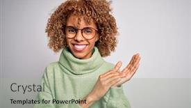  Presentation with proud american - Audience pleasing theme consisting of young-beautiful-african-american-woman backdrop and a mint green colored foreground