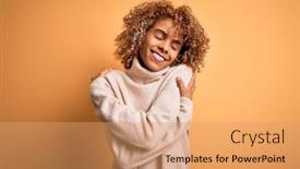  Presentation with self love - Presentation design with young-beautiful-african-american-woman background and a coral colored foreground