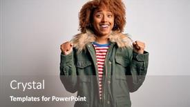  Presentation with beautiful green - PPT theme featuring young-beautiful-african-american-woman background and a gray colored foreground