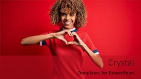  Presentation with african american couples in the mountains - Colorful PPT theme enhanced with young-beautiful-african-american-woman backdrop and a crimson colored foreground