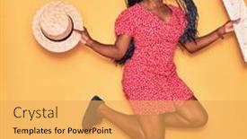  Presentation with city map - Beautiful PPT theme featuring young-beautiful-african-american-woman backdrop and a yellow colored foreground