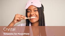  Presentation with sleep health - Presentation theme featuring young-beautiful-african-american-woman background and a coral colored foreground