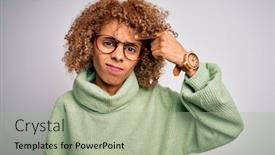  Presentation with acne woman - Presentation design consisting of young-beautiful-african-american-woman background and a mint green colored foreground